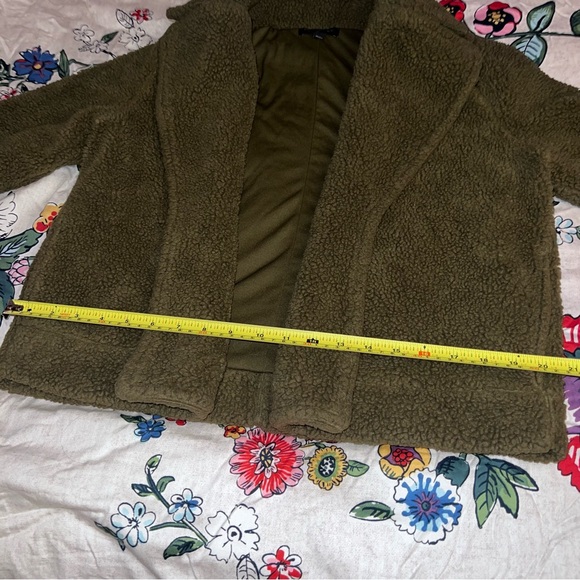 Banana Republic Factory Green Open Front Sherpa Teddy Jacket - Picture 11 of 12